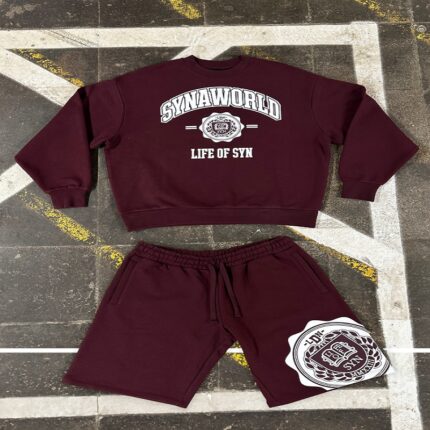 VARSITY CREW SHORT SET – BURGUNDY