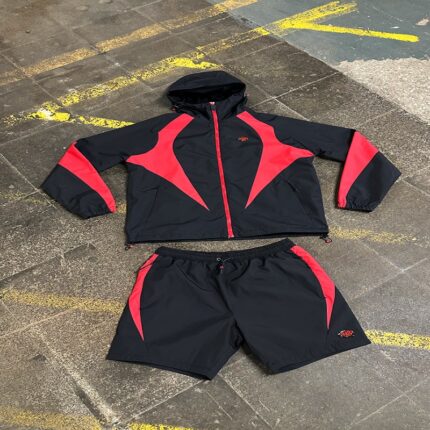 VORTEX WOVEN SHORT TRACKSUIT – BLACK/RED